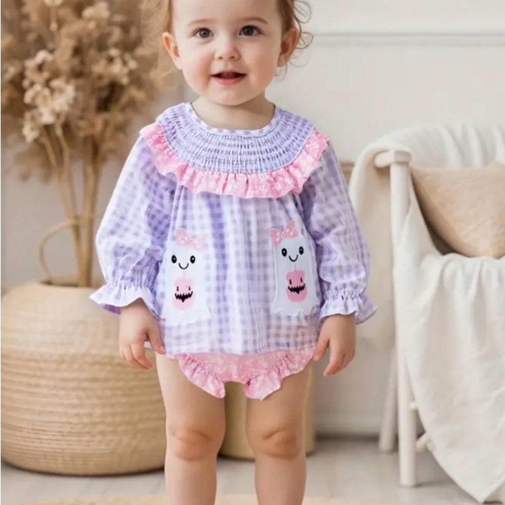 Adorable Lavender and Pink Kids Matching Set
